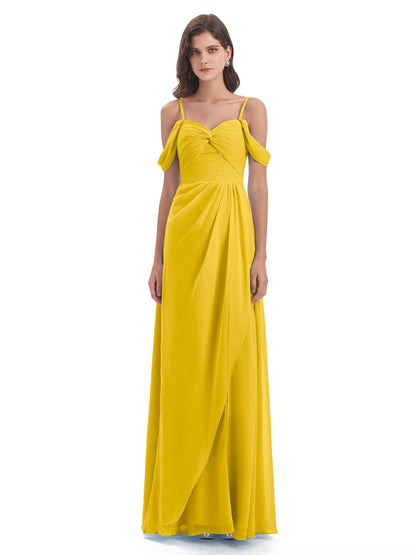 Olivia Off The Shoulder Spaghetti Straps Chiffon Bridesmaid Dresses