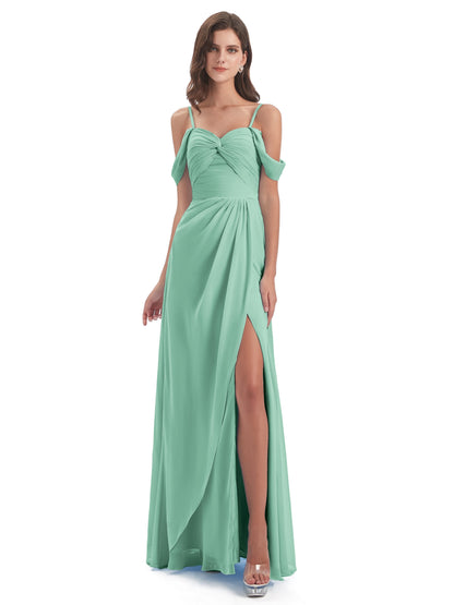Olivia Off The Shoulder Spaghetti Straps Chiffon Bridesmaid Dresses