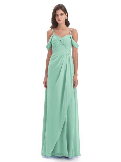 Olivia Off The Shoulder Spaghetti Straps Chiffon Bridesmaid Dresses