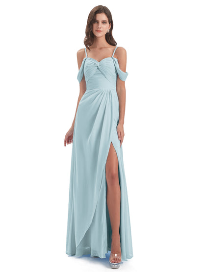Olivia Off The Shoulder Spaghetti Straps Chiffon Bridesmaid Dresses