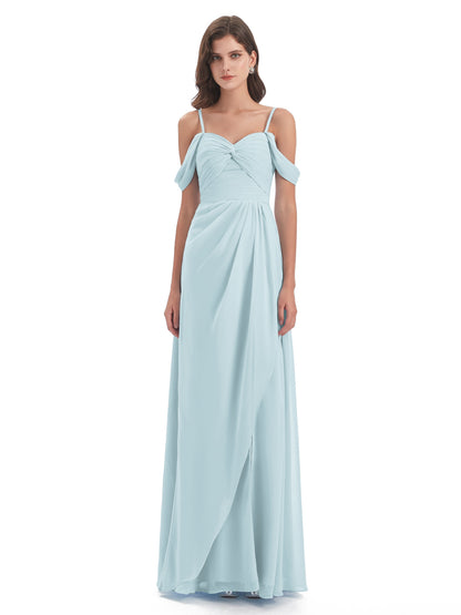 Olivia Off The Shoulder Spaghetti Straps Chiffon Bridesmaid Dresses