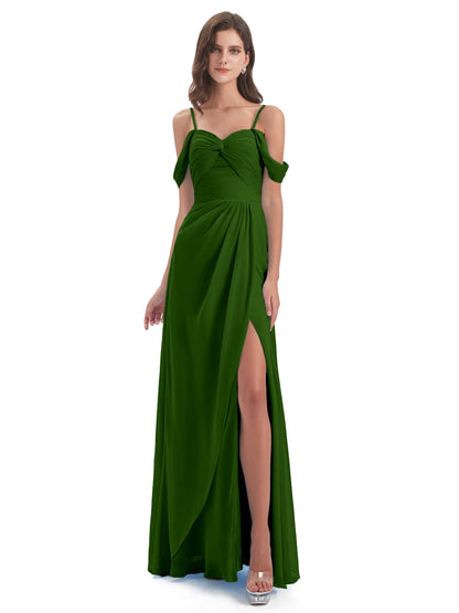 Olivia Off The Shoulder Spaghetti Straps Chiffon Bridesmaid Dresses