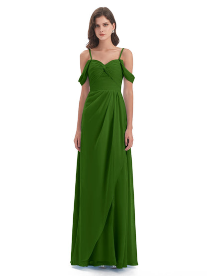Olivia Off The Shoulder Spaghetti Straps Chiffon Bridesmaid Dresses