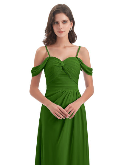 Olivia Off The Shoulder Spaghetti Straps Chiffon Bridesmaid Dresses