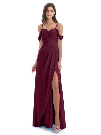Olivia Off The Shoulder Spaghetti Straps Chiffon Bridesmaid Dresses