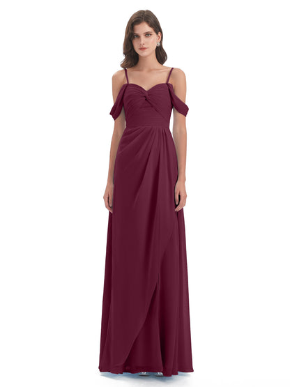 Olivia Off The Shoulder Spaghetti Straps Chiffon Bridesmaid Dresses