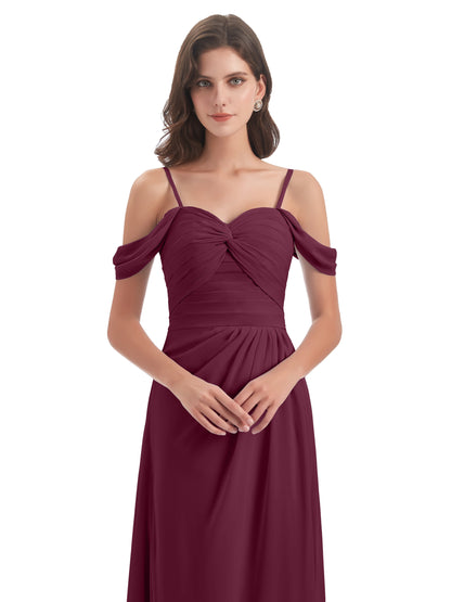 Olivia Off The Shoulder Spaghetti Straps Chiffon Bridesmaid Dresses