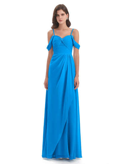 Olivia Off The Shoulder Spaghetti Straps Chiffon Bridesmaid Dresses