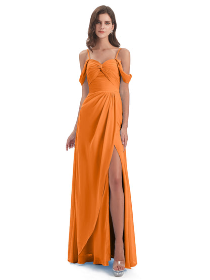 Olivia Off The Shoulder Spaghetti Straps Chiffon Bridesmaid Dresses