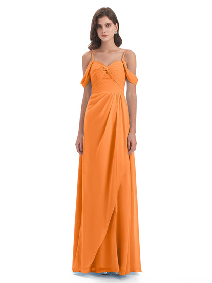 Olivia Off The Shoulder Spaghetti Straps Chiffon Bridesmaid Dresses