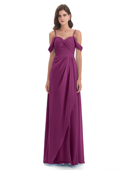 Olivia Off The Shoulder Spaghetti Straps Chiffon Bridesmaid Dresses