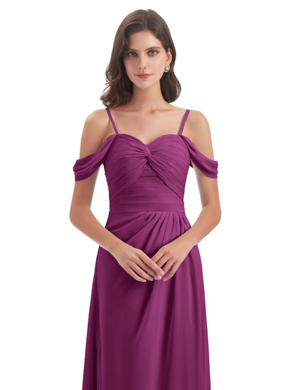 Olivia Off The Shoulder Spaghetti Straps Chiffon Bridesmaid Dresses
