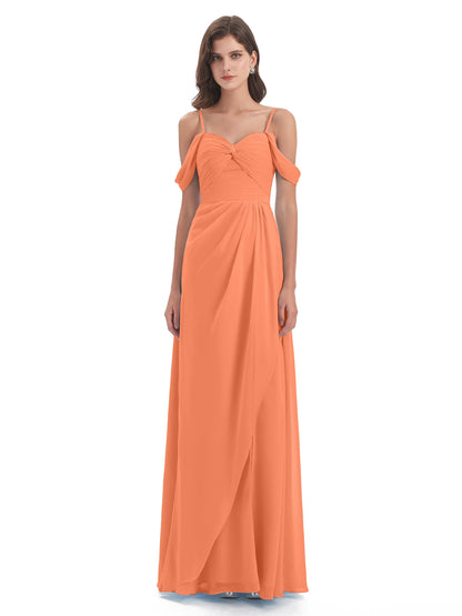 Olivia Off The Shoulder Spaghetti Straps Chiffon Bridesmaid Dresses
