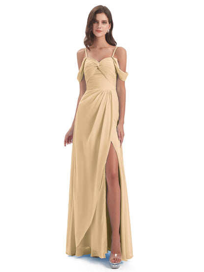 Olivia Off The Shoulder Spaghetti Straps Chiffon Bridesmaid Dresses