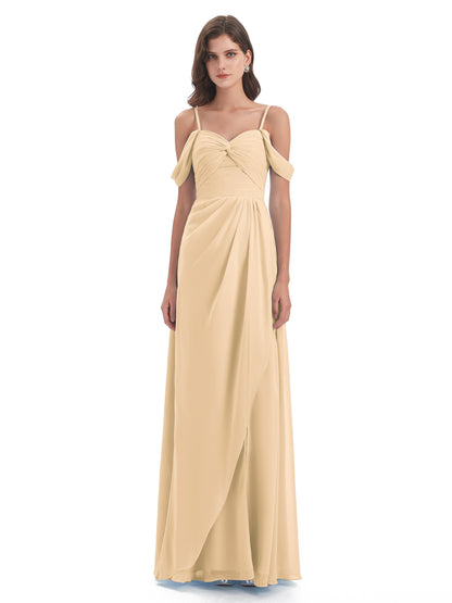 Olivia Off The Shoulder Spaghetti Straps Chiffon Bridesmaid Dresses