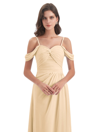 Olivia Off The Shoulder Spaghetti Straps Chiffon Bridesmaid Dresses