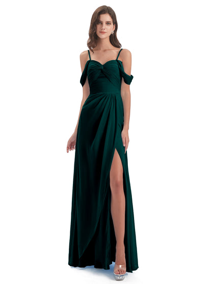 Olivia Off The Shoulder Spaghetti Straps Chiffon Bridesmaid Dresses