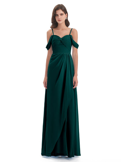 Olivia Off The Shoulder Spaghetti Straps Chiffon Bridesmaid Dresses