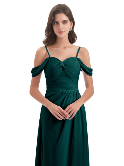 Olivia Off The Shoulder Spaghetti Straps Chiffon Bridesmaid Dresses