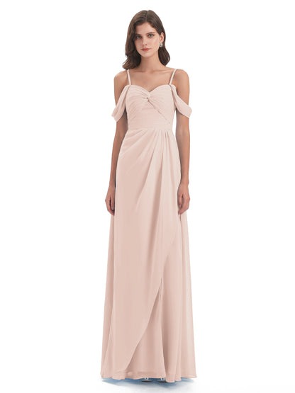 Olivia Off The Shoulder Spaghetti Straps Chiffon Bridesmaid Dresses