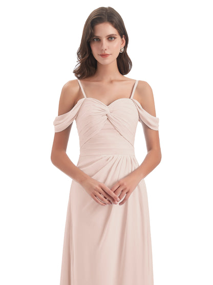 Olivia Off The Shoulder Spaghetti Straps Chiffon Bridesmaid Dresses