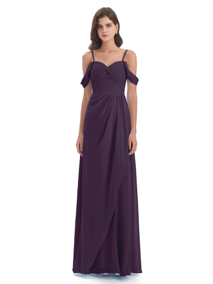 Olivia Off The Shoulder Spaghetti Straps Chiffon Bridesmaid Dresses