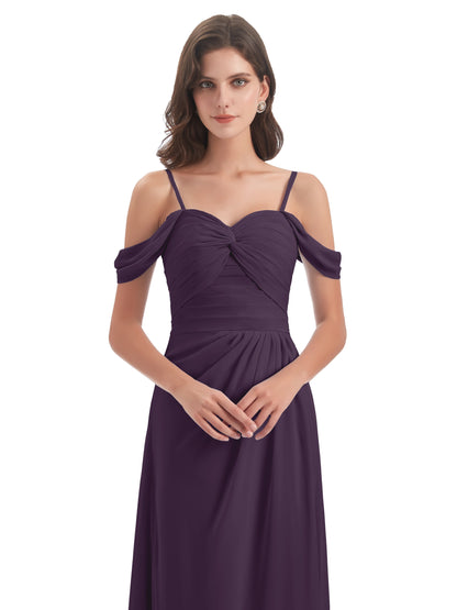 Olivia Off The Shoulder Spaghetti Straps Chiffon Bridesmaid Dresses