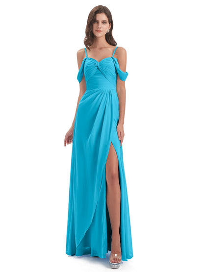 Olivia Off The Shoulder Spaghetti Straps Chiffon Bridesmaid Dresses