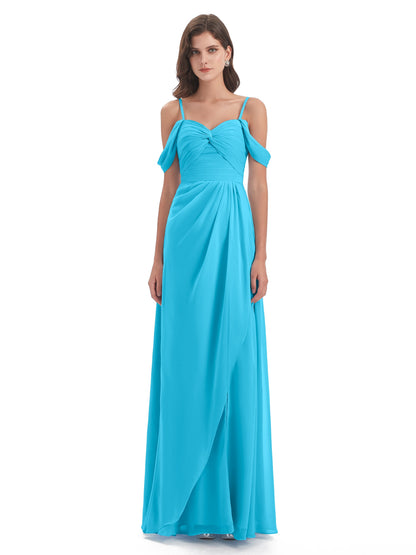 Olivia Off The Shoulder Spaghetti Straps Chiffon Bridesmaid Dresses