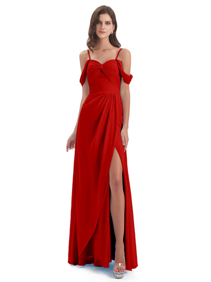 Olivia Off The Shoulder Spaghetti Straps Chiffon Bridesmaid Dresses