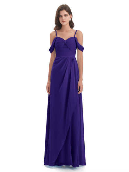 Olivia Off The Shoulder Spaghetti Straps Chiffon Bridesmaid Dresses