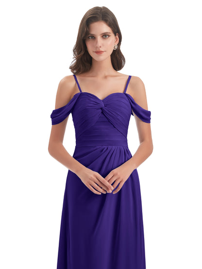 Olivia Off The Shoulder Spaghetti Straps Chiffon Bridesmaid Dresses