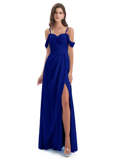 Olivia Off The Shoulder Spaghetti Straps Chiffon Bridesmaid Dresses