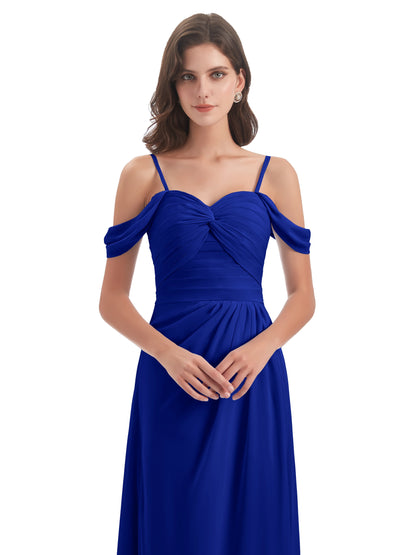 Olivia Off The Shoulder Spaghetti Straps Chiffon Bridesmaid Dresses