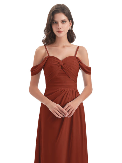 Olivia Off The Shoulder Spaghetti Straps Chiffon Bridesmaid Dresses