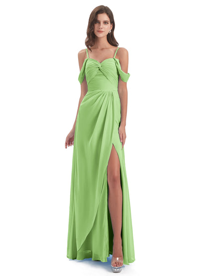 Olivia Off The Shoulder Spaghetti Straps Chiffon Bridesmaid Dresses