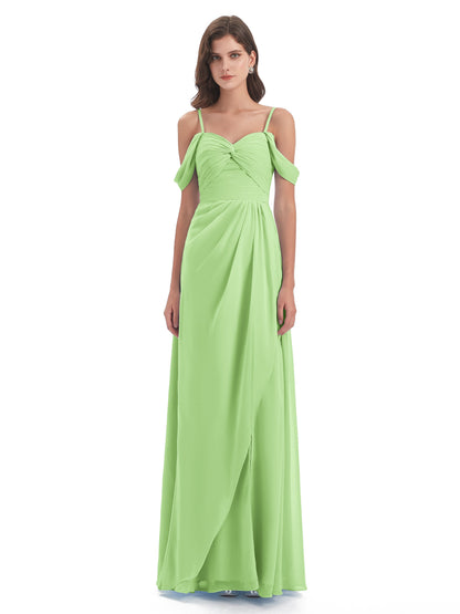 Olivia Off The Shoulder Spaghetti Straps Chiffon Bridesmaid Dresses