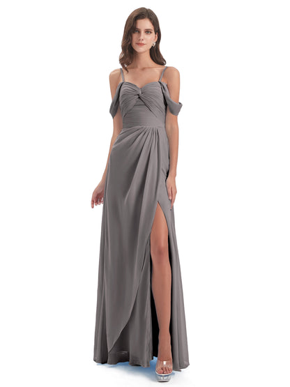 Olivia Off The Shoulder Spaghetti Straps Chiffon Bridesmaid Dresses