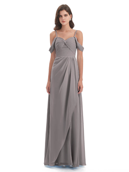 Olivia Off The Shoulder Spaghetti Straps Chiffon Bridesmaid Dresses