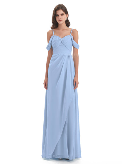 Olivia Off The Shoulder Spaghetti Straps Chiffon Bridesmaid Dresses