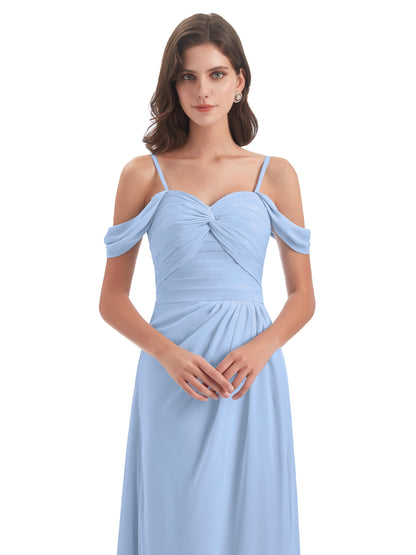 Olivia Off The Shoulder Spaghetti Straps Chiffon Bridesmaid Dresses