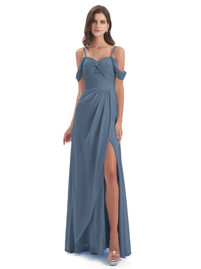 Olivia Off The Shoulder Spaghetti Straps Chiffon Bridesmaid Dresses