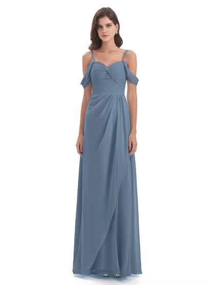 Olivia Off The Shoulder Spaghetti Straps Chiffon Bridesmaid Dresses