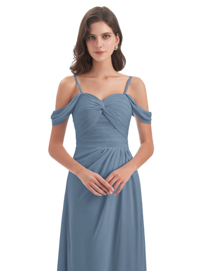 Olivia Off The Shoulder Spaghetti Straps Chiffon Bridesmaid Dresses