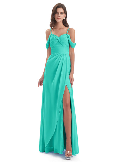 Olivia Off The Shoulder Spaghetti Straps Chiffon Bridesmaid Dresses
