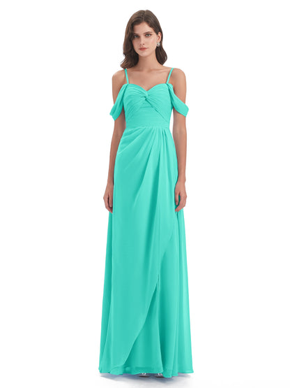 Olivia Off The Shoulder Spaghetti Straps Chiffon Bridesmaid Dresses