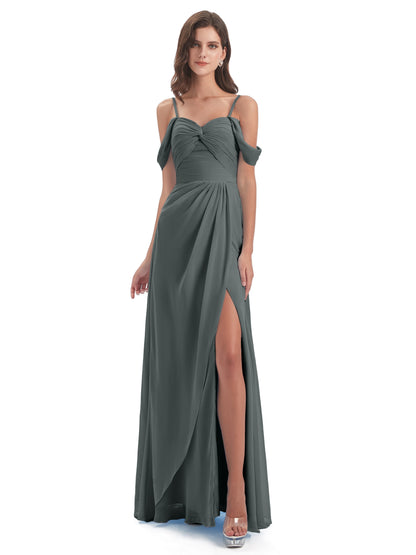 Olivia Off The Shoulder Spaghetti Straps Chiffon Bridesmaid Dresses