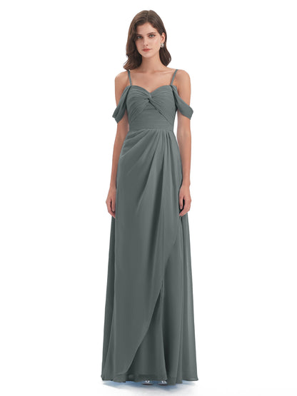 Olivia Off The Shoulder Spaghetti Straps Chiffon Bridesmaid Dresses