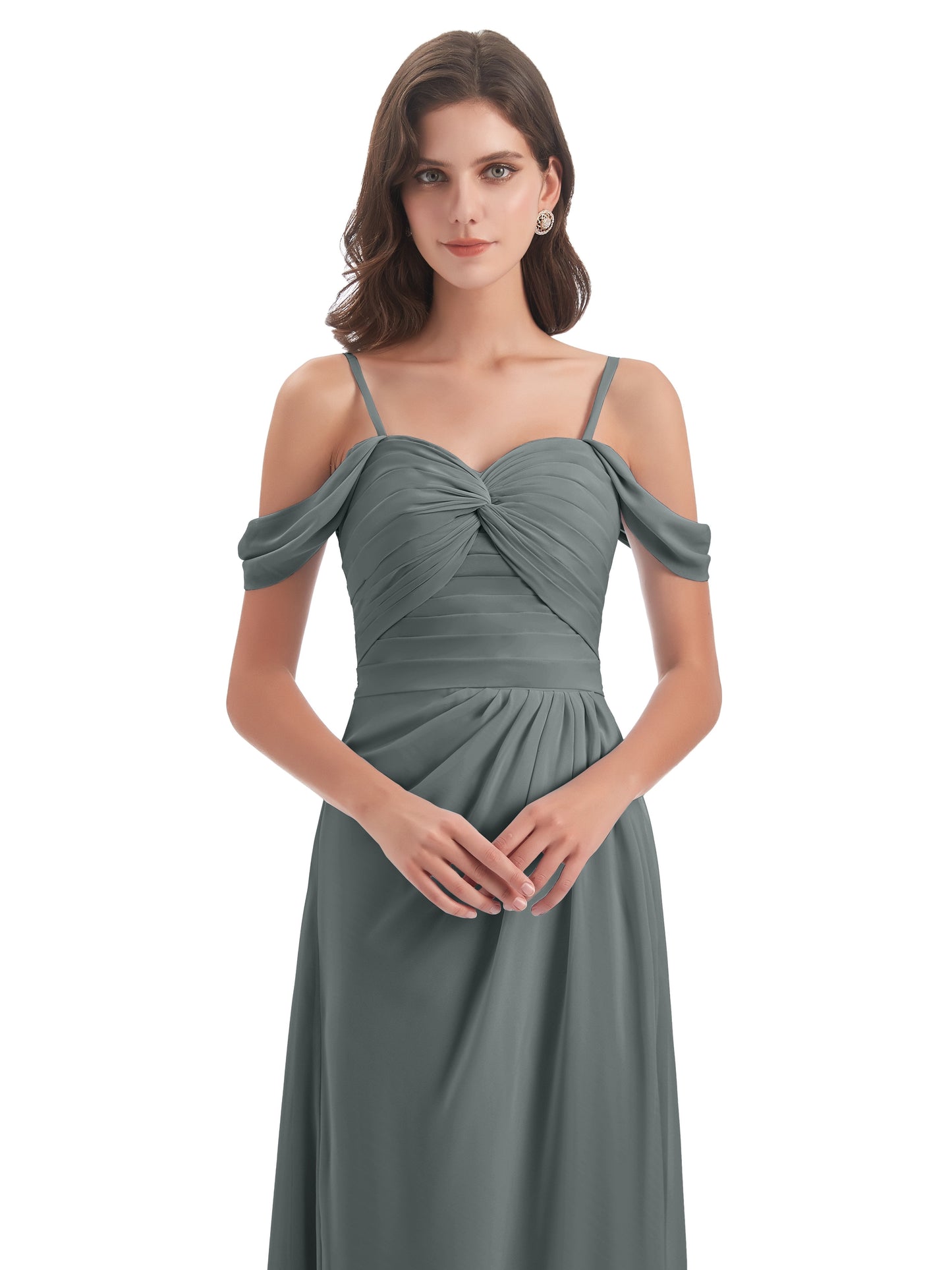 Olivia Off The Shoulder Spaghetti Straps Chiffon Bridesmaid Dresses