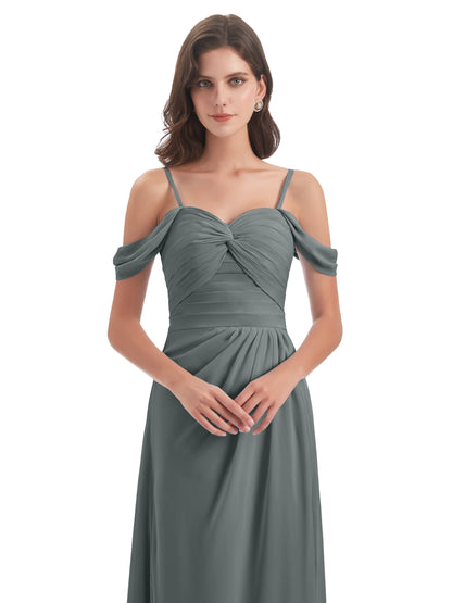 Olivia Off The Shoulder Spaghetti Straps Chiffon Bridesmaid Dresses
